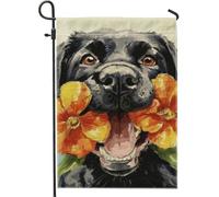 Bandiera da giardino con fiori da laboratorio nero vibrante, striscione decorativo per la casa floreale colorato, decorazione primaverile per esterni, bandiera in iuta su entrambi i lati per tutte le