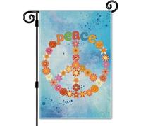 Bandiera da giardino con fiori della pace, bandiera decorativa per portico da giardino su entrambi i lati, per esterni, fattoria, prato, portico, decorazione per la guerra, alleato per l'uguaglianza