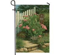 Bandiera da giardino con fiori di cactus primaverili ed estivi, bandiera decorativa per la casa, decorazione per la casa e il deserto della pesca, in iuta su entrambi i lati, 30,5 x 45,7 cm