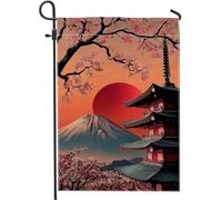 Bandiera da giardino con fiori di ciliegio, bandiera decorativa da giardino con montagna rossa, bandiera decorativa da giardino, bandiera da giardino su entrambi i lati, decorazione stagionale per la