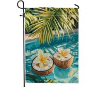 Bandiera da giardino con fiori di cocco tropicale, bandiera gialla Plumeria floreale per esterni, bandiera estiva su entrambi i lati, decorazione per cortile, feste e vacanze, 30,5 x 45,7 cm