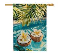 Bandiera da giardino con fiori di cocco tropicale, bandiera gialla Plumeria floreale per esterni, bandiera estiva su entrambi i lati, decorazione per cortile, feste, vacanze, prato, 71 x 101 cm