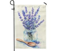Bandiera da giardino con fiori di lavanda, decorazione floreale viola per primavera ed estate, bandiera da giardino in iuta su entrambi i lati, graziosa decorazione per la casa per prato e patio, 30,5