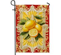 Bandiera da giardino con fiori di limone, decorazione con agrumi giallo vibrante per primavera estate, bandiera da cortile in iuta su entrambi i lati per decorazione esterna del prato 30,5 x 45,7 cm
