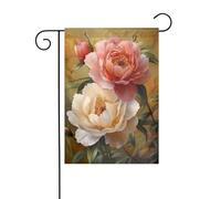 Bandiera da giardino con fiori di peonia, 12x18, verticale, bifacciale, decorazione per esterni per le vacanze in stile fattoria