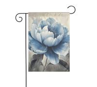 Bandiera da giardino con fiori di peonia blu e grigia, 30 x 45 cm, verticale, double face, per fattoria, vacanze, decorazioni esterne