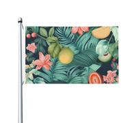Bandiera da giardino con fiori e frutti tropicali, 9 x 1,5 m, bandiera da giardino a doppia faccia, resistente allo sbiadimento, bandiera per esterni, divertente bandiera per vacanze, con occhielli in
