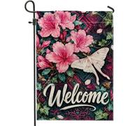 Bandiera da giardino con fiori primaverili e farfalle, api primaverili, pesca, su entrambi i lati, per esterni, portico, prato, patio, terrazza, 30,5 x 45,7 cm