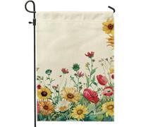 Bandiera da giardino con fiori primaverili ed estivi, bandiere floreali colorate per la decorazione della casa, patio, tela bifacciale, decorazione per prato esterno, 30,5 x 45,7 cm