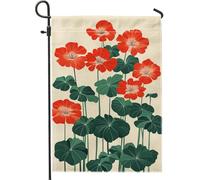 Bandiera da giardino con fiori primaverili ed estivi, striscione decorativo per cortile con gerani rossi, decorazione per esterni su entrambi i lati, per la casa e il giardino, 30,5 x 45,7 cm