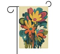 Bandiera da giardino con fiori retrò che si sciolgono durante le festività stagionali, in iuta, double face, per casa, cortile, esterni, 30,5 x 45,7 cm