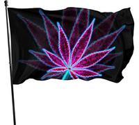 Bandiera da giardino con foglia di marjuana psichedelica resistente alle intemperie, bandiera dimostrativa 3 x 5 piedi decorazioni per la casa all'aperto
