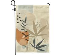 Bandiera da giardino con foglie autunnali astratte e fiori, pianta naturale beige per esterni, decorazione per prato esterno su entrambi i lati, per vacanze e feste, 30,5 x 45,7 cm