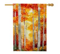 Bandiera da giardino con foglie autunnali, betulla arancia, banner di decorazione per la casa, bandiera da cortile in juta double face, decorazione per prato all'aperto per la stagione autunnale