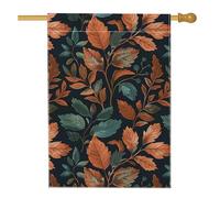 Bandiera da giardino con foglie autunnali, striscione botanico blu scuro per la casa, bandiera da cortile in iuta su entrambi i lati, decorazione autunnale per esterni, 71 x 101 cm