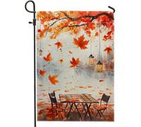Bandiera da giardino con foglie autunnali, striscione decorativo per la casa con foglie d'acero arancione, bandiera su entrambi i lati in iuta per cortile, decorazione per prato all'aperto, 30,5 x