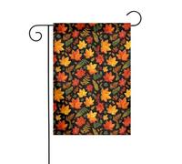 Bandiera da giardino con foglie autunnali su una bandiera nera da giardino, 30 x 45 cm, verticale, double face, decorazione per casa colonica
