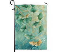 Bandiera da giardino con foglie di ginkgo, decorazione per esterni botanica autunnale color foglia di tè, bandiera da cortile in iuta su entrambi i lati, per la decorazione della casa e del giardino