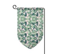 Bandiera da giardino con foglie di palma verde, stampa rosa su entrambi i lati, bandiere da giardino per la decorazione della casa, resistenti alle intemperie e doppie cuciture, 45,7 x 32,7 cm