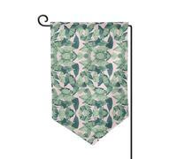 Bandiera da giardino con foglie di palma verde, stampa rosa su entrambi i lati, bandiere da giardino per la decorazione della casa, resistenti alle intemperie e doppie cuciture, 45,7 x 32,7 cm