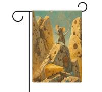 Bandiera da giardino con formaggio su entrambi i lati, bandiere da cortile per esterni, benvenuto, festività, per feste, vacanze, esterni, portico, decorazione per la casa, 32 x 47 cm