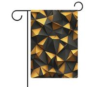 Bandiera da giardino con forme geometriche dorate, in iuta su entrambi i lati, 30,5 x 45,7 cm