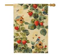 Bandiera da giardino con fragole primaverili e estive, bandiera da giardino con frutti di bacche rosse, decorazione per la casa all'aperto, bandiera rustica su entrambi i lati, decorazione per