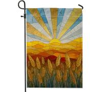 Bandiera da giardino con frumento dorato all'alba, striscione decorativo colorato per la casa, bandiera da giardino su entrambi i lati, per la primavera e l'estate, decorazione esterna 30,5 x 45,7 cm