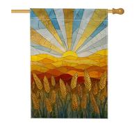 Bandiera da giardino con frumento dorato all'alba, striscione decorativo colorato per la casa, bandiera da giardino a doppia faccia per la primavera estate decorazione esterna 71 x 101 cm