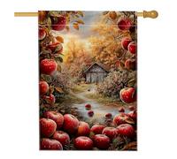 Bandiera da giardino con frutteto autunnale, bandiera da giardino con mele rosse raccolte di mele, striscione decorativo per esterni, motivo foglie autunnali, bandiera stagionale per cortile