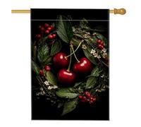 Bandiera da giardino con frutti rossi raccolti autunnali, ghirlanda di frutta rustica per la casa, decorazione per la casa, decorazione per esterni in iuta su entrambi i lati, per celebrazioni