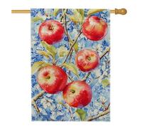 Bandiera da giardino con frutti rossi vivaci, decorazione floreale blu per raccolto autunnale, striscione esterno su entrambi i lati, decorazione per prato ispirata alla natura, 71 x 101 cm