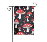 Bandiera da giardino con funghi macchiati rossi e bianchi, 30 x 45 cm, verticale su entrambi i lati, decorazione per case in campagna