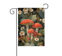 Bandiera da giardino con funghi nella foresta, 30 x 45 cm, verticale, double face, decorazione per case coloniche