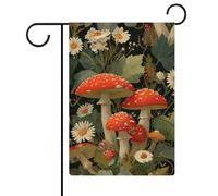 Bandiera da giardino con funghi nella foresta, in iuta su entrambi i lati, 30,5 x 45,7 cm