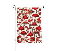 Bandiera da giardino con fungo rosso e bianco su entrambi i lati, 71,1 x 101,6 cm (leggera), vivace stampa su tutta la superficie, decorazione per cortile, giardino, terrazza o portico