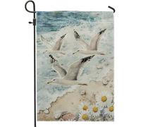Bandiera da giardino con gabbiani, bandiera blu oceanica costiera decorativa per esterni, bandiera su entrambi i lati in iuta per prato, decorazione stagionale per la casa, 30,5 x 45,7 cm