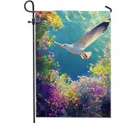 Bandiera da giardino con gabbiani primaverili ed estivi, striscione decorativo per esterni, bandiera da giardino in poliestere su entrambi i lati, decorazione da giardino per casa e feste, 30,5 x 45,7