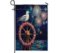 Bandiera da giardino con gabbiano estivo patriottico, ghirlanda rossa bianca blu volante costiera decorazione per le vacanze, decorazione per prato esterno su entrambi i lati, 30,5 x 45,7 cm