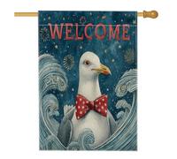 Bandiera da giardino con gabbiano patriottico, benvenuto, rosso, bianco e blu, striscione per le vacanze all'aperto, decorazione per la casa su entrambi i lati, decorazione per feste estive 71 x 101