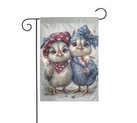 Bandiera da giardino con galline che festeggiano il quarto di luglio, 30 x 45 cm, verticale, double face, decorazione per casa colonica