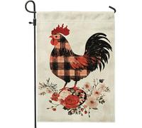 Bandiera da giardino con gallo scozzese, decorazione rustica rossa per prato, decorazione stagionale per esterni per primavera estate, bandiere da giardino in iuta su entrambi i lati, 30,5 x 45,7 cm