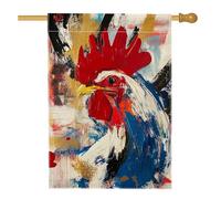 Bandiera da giardino con gallo vivace, bandiera colorata astratta per la casa e per esterni, bandiera rustica su entrambi i lati per cortile per primavera estate, decorazione per prato per feste, 71 x
