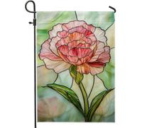 Bandiera da giardino con garofano pesca primavera estate, bandiera floreale per la casa e il giardino, bandiera da giardino in iuta su entrambi i lati, decorazione per esterni, 30,5 x 45,7 cm