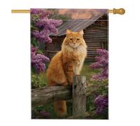 Bandiera da giardino con gatti arancioni, striscione decorativo per la casa con felini primaverili ed estivi, bandiera floreale su entrambi i lati, decorazione per esterni, regalo per amanti degli