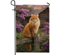 Bandiera da giardino con gatti arancioni, striscione decorativo per la casa con felini primaverili ed estivi, bandiera floreale su entrambi i lati, decorazione per esterni, regalo per amanti degli