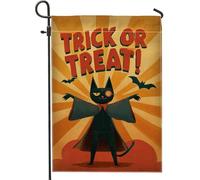 Bandiera da giardino con gatti di Halloween, striscione arancione per la casa, bandiera da cortile in iuta su entrambi i lati, per decorazione esterna del prato, 30,5 x 45,7 cm
