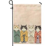 Bandiera da giardino con gatti in kimono, decorazione floreale per esterni, bandiera primaverile estiva per prato, decorazione per la casa del gattino su entrambi i lati, 30,5 x 45,7 cm
