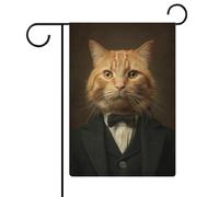 Bandiera da giardino con gatto arancione come gentiluomo, in iuta su entrambi i lati, 30,5 x 45,7 cm