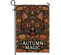 Bandiera da giardino con gatto autunnale, 30 x 45 cm